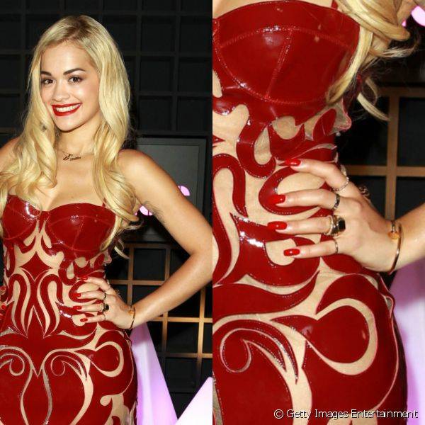 Os esmaltes vermelhos estão entre os prediletos de Rita Ora, como mostrou durante um evento da Sony, em junho de 2013
